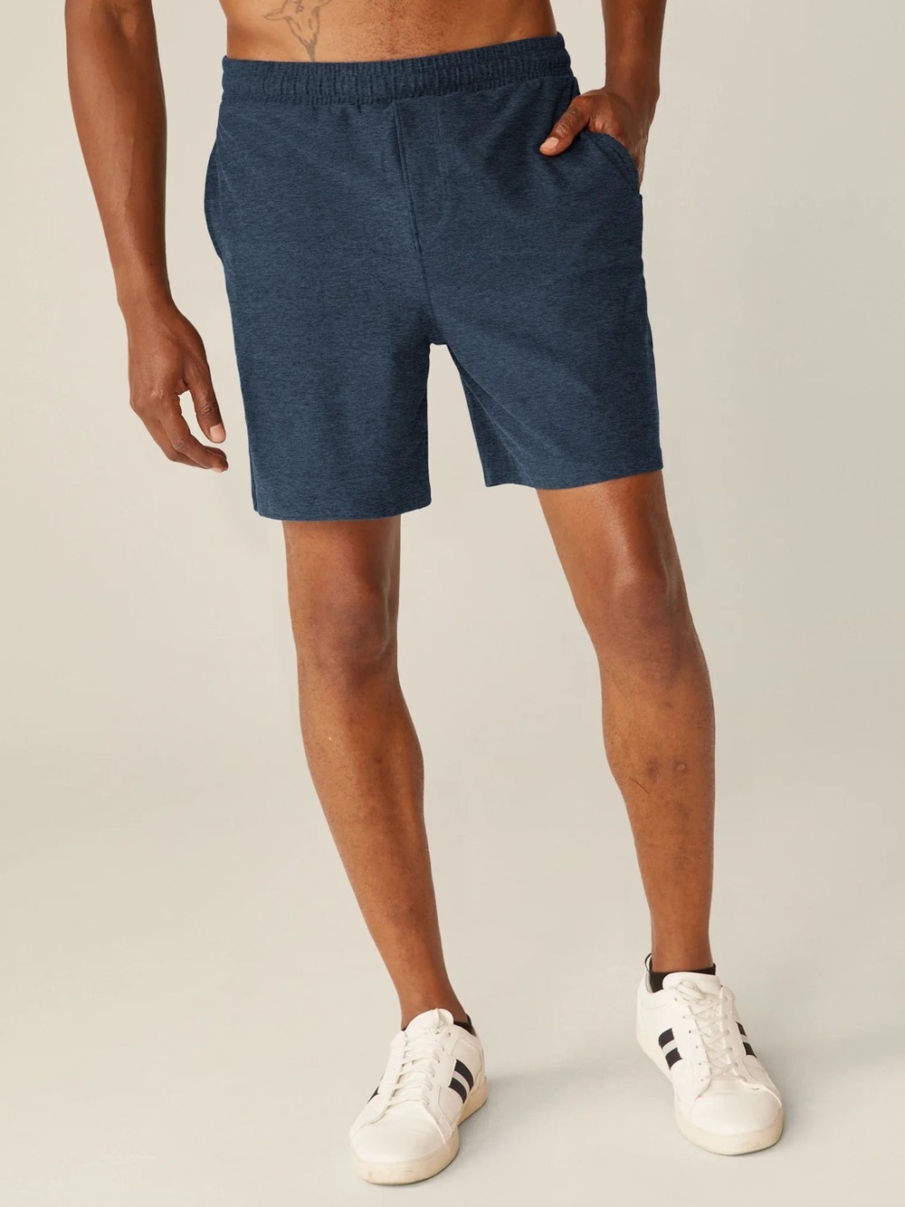 Beyond Yoga Men’s Take It Easy Shorts Nocturnal Navy Heather Size Small Made in